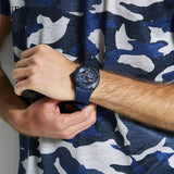 Guess Legacy Blue Dial Blue Rubber Strap Watch for Men - W1049G7 Buy Now By Guess