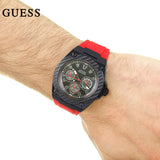 Guess Legacy Black Dial Red Silicone Strap Watch for Men - W1049G6 Buy Now By Guess