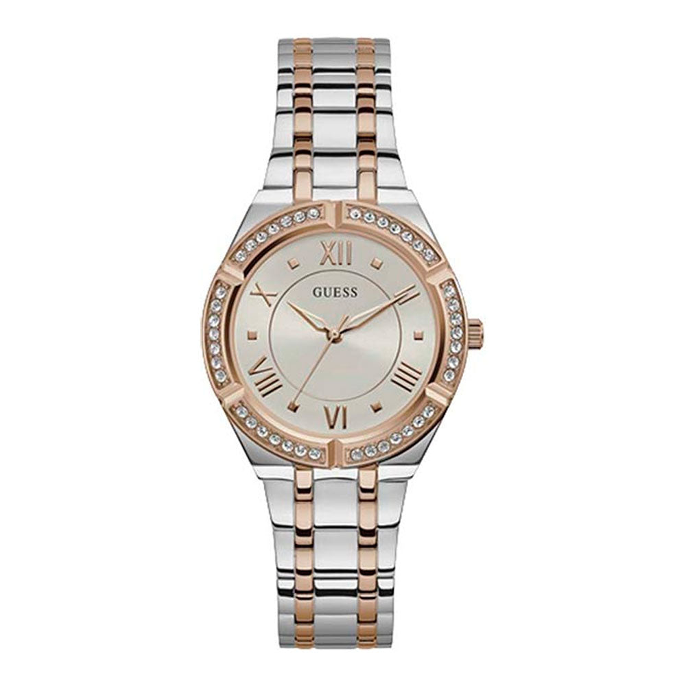 Guess Cosmo Quartz Silver Dial Two Tone Steel Strap Watch For Women - GW0033L9 Buy Now By Guess