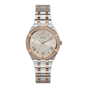 Guess Cosmo Quartz Silver Dial Two Tone Steel Strap Watch For Women - GW0033L9 Buy Now By Guess