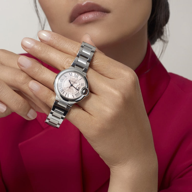 Cartier Ballon Bleu de Cartier Pink Dial Silver Steel Strap Watch for Women - WSBB0046 Buy Now By Cartier