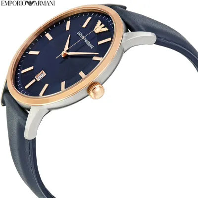 Emporio Armani Renato Analog Blue Dial Black Leather Strap Watch For Men - AR2506 Buy Now By Emporio Armani