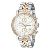 Fossil Boyfriend Chronograph White Dial Two Tone Steel Strap Watch for Women - ES3840 Buy Now By Fossil