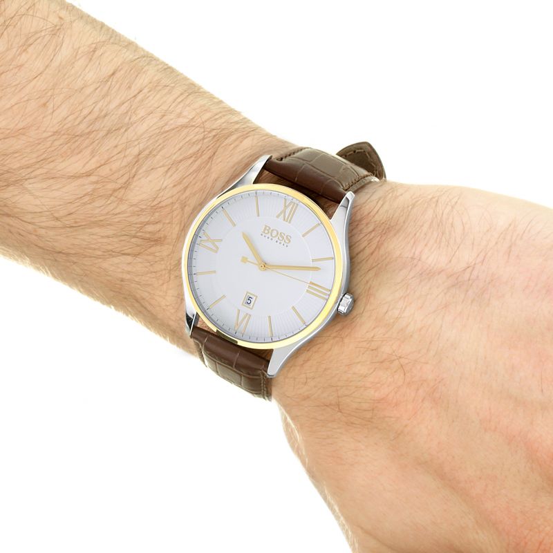 Hugo Boss Classic White Dial Brown Leather Strap Watch for Men - 1513486 Buy Now By Hugo Boss