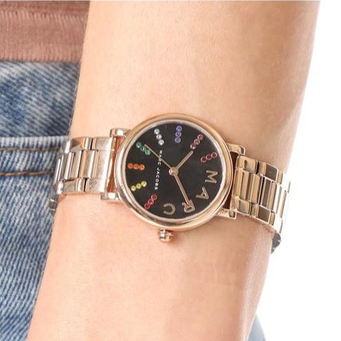 Marc Jacobs Roxy Black Dial Rose Gold Steel Strap Watch for Women - MJ3569 Buy Now By Marc Jacobs