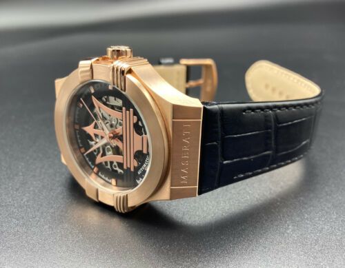 Maserati Potenza Automatic Rose Gold Dial Black Leather Strap Watch For Men - R8821108002 Buy Now By Maserati