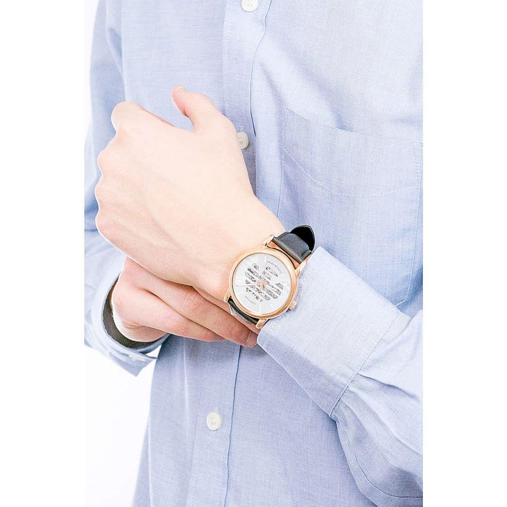 Emporio Armani Meccanico Skeleton Silver Dial Black Leather Strap Watch For Men - AR60031 Buy Now By Emporio Armani