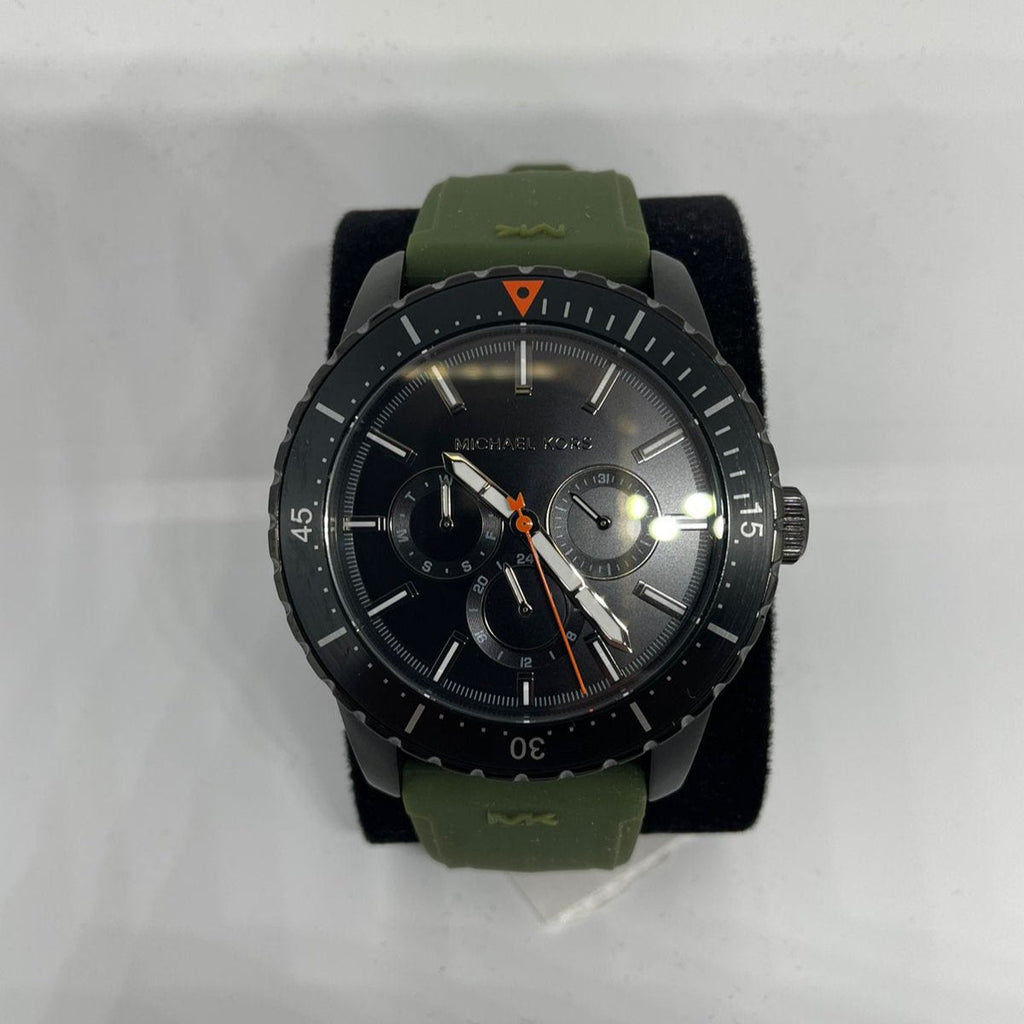 Michael Kors Cunningham Chronograph Black Dial Green Rubber Strap Watch For Men - MK7165 Buy Now By Michael Kors