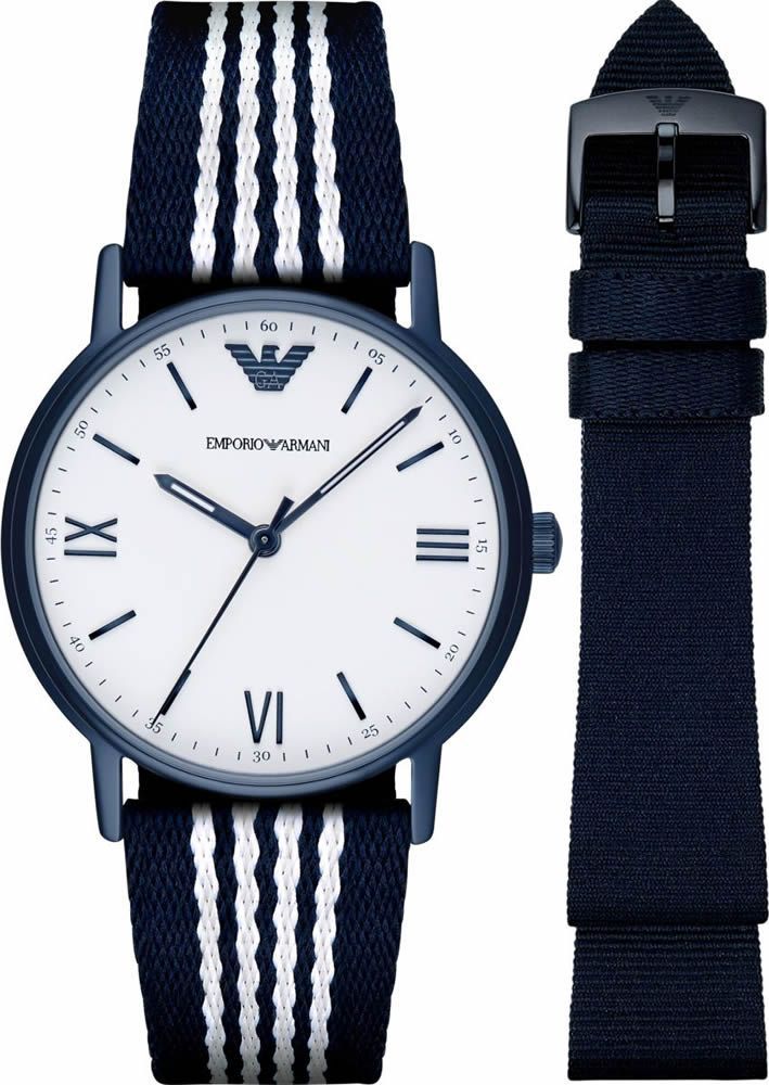 Emporio Armani Kappa Analog White Dial Two Tone Nylon Strap Watch For Men - AR80004 Buy Now By Emporio Armani