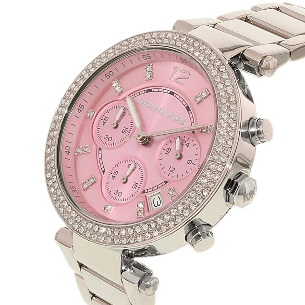 Michael Kors Parker Chronograph Pink Dial Silver Steel Strap Watch For Women - MK6105 Buy Now By Michael Kors