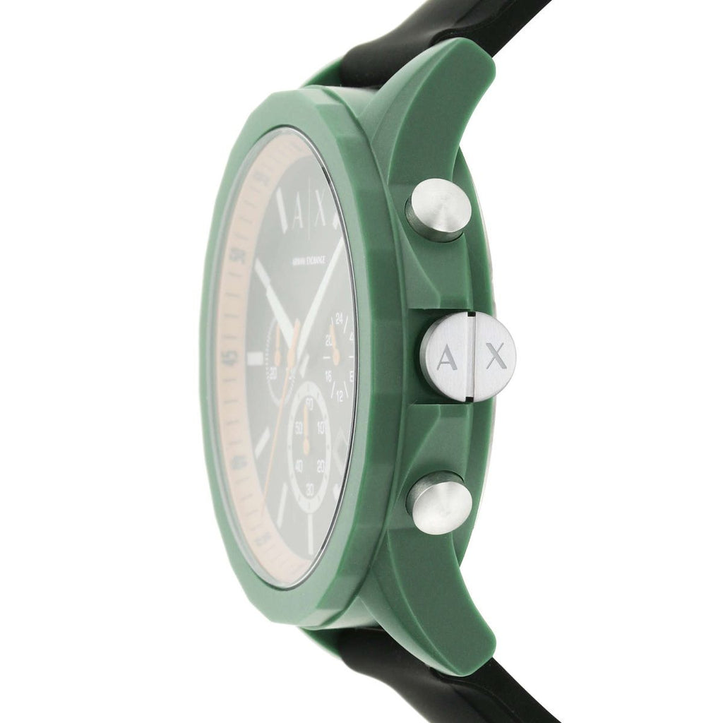 Armani Exchange Outerbanks Chronograph Black Dial Black Silicone Strap Watch For Men - AX1348 Buy Now By Armani Exchange