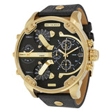 Diesel Mr Daddy Chronograph Black Dial Black Leather Strap Watch For Men - DZ7371 Buy Now By Diesel