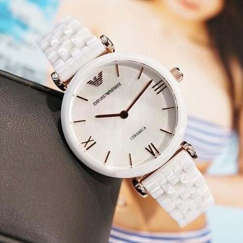 Emporio Armani Ceramica Mother of Pearl Dial White Ceramic Strap Watch For Women - AR1486 Buy Now By Emporio Armani