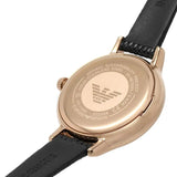 Emporio Armani Cleo Three-Hand Mother of Pearl Dial Black Leather Strap Watch For Women - AR11485 Buy Now By Emporio Armani