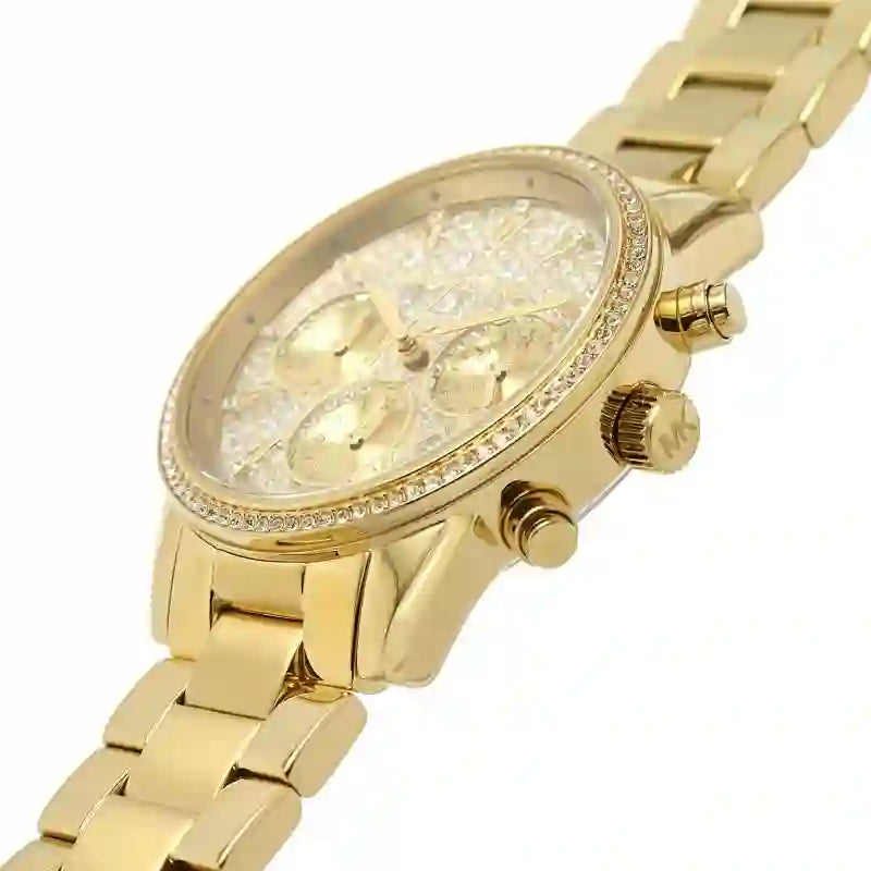 Michael Kors Ritz Chronograph Gold Dial Gold Steel Strap Watch For Women - MK7310 Buy Now By Michael Kors