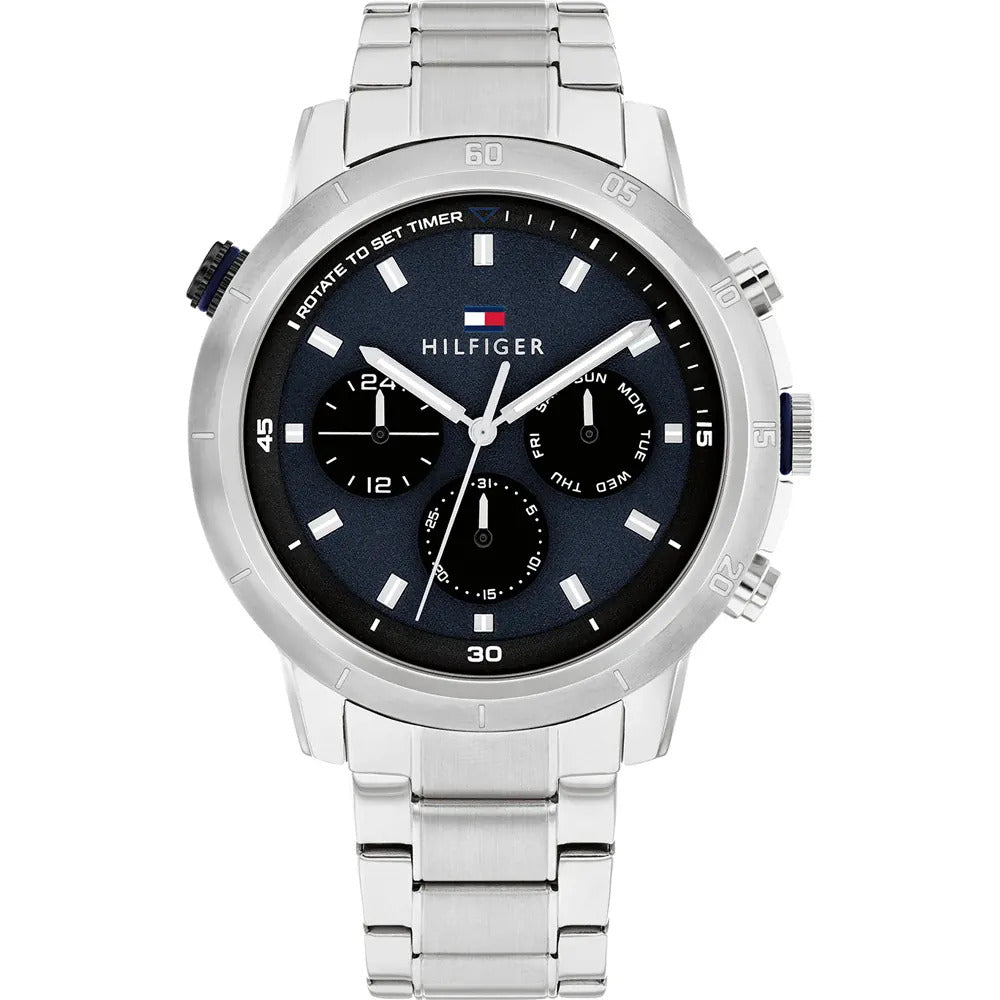 Tommy Hilfiger Troy Chronograph Blue Dial Silver Steel Strap Watch For Men - 1792104 Buy Now By Tommy Hilfiger