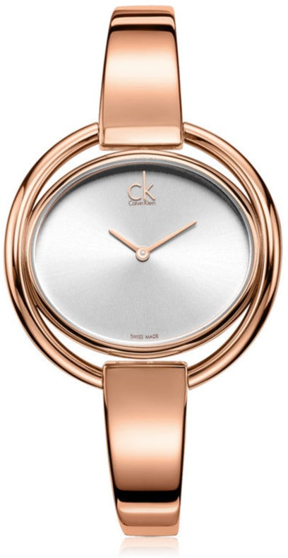 Calvin Klein Impetuos Silver Dial Rose Gold Steel Strap Watch for Women - K4F2N616 Buy Now By Calvin Klein