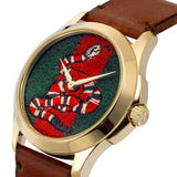 Gucci Le Marche Des Merveilles Green and Red Dial Brown Leather Strap Unisex Watch - YA1264012 Buy Now By Gucci