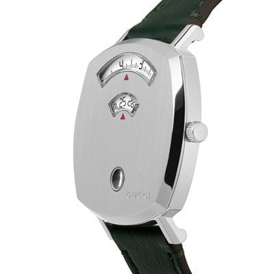 Gucci Grip Quartz Silver Dial Green Leather Strap Unisex Watch - YA157406 Buy Now By Gucci