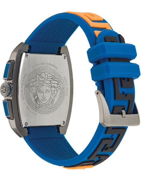 Versace Iconic Dominus Chronograph Blue Dial Blue Rubber Strap Watch For Men - VE6H00323 Buy Now By Versace