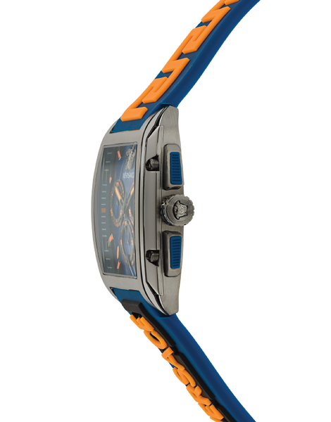Versace Iconic Dominus Chronograph Blue Dial Blue Rubber Strap Watch For Men - VE6H00323 Buy Now By Versace