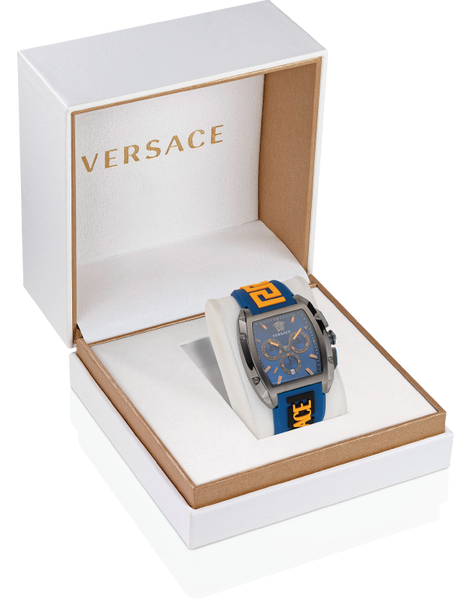 Versace Iconic Dominus Chronograph Blue Dial Blue Rubber Strap Watch For Men - VE6H00323 Buy Now By Versace