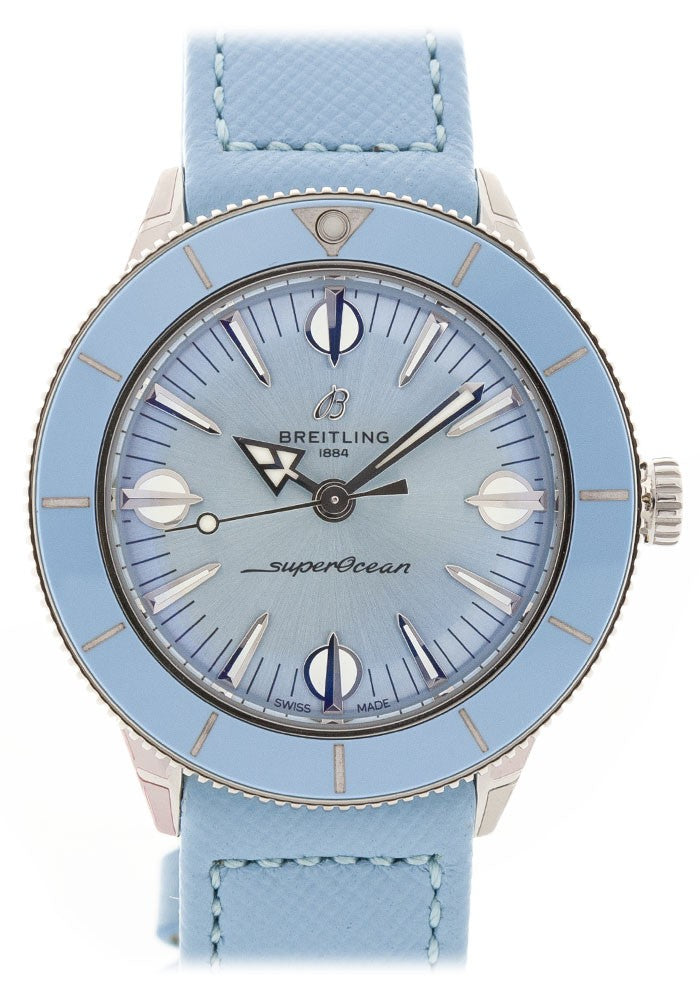 Breitling Superocean Heritage '57 Pastel Paradise Blue Dial Blue Leather Strap Watch for Women - A10340161C1X1 Buy Now By Breitling