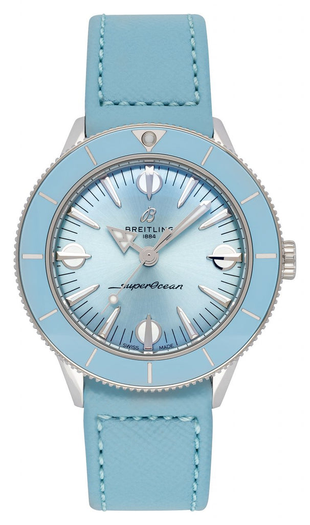 Breitling Superocean Heritage '57 Pastel Paradise Blue Dial Blue Leather Strap Watch for Women - A10340161C1X1 Buy Now By Breitling