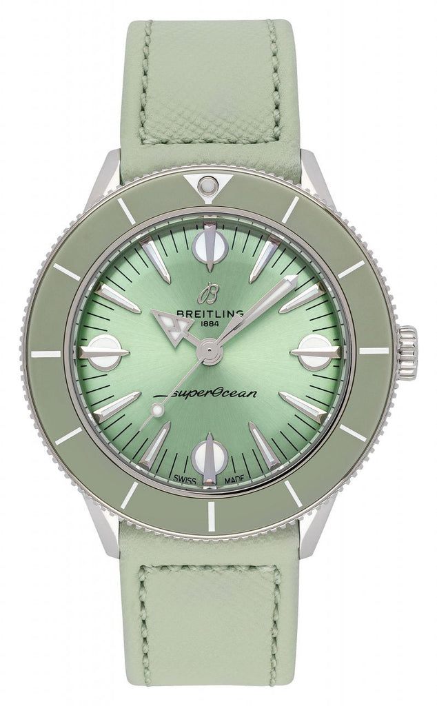 Breitling Superocean Heritage '57 Pastel Paradise Green Dial Green Leather Strap Watch for Women - A10340361L1X1 Buy Now By Breitling