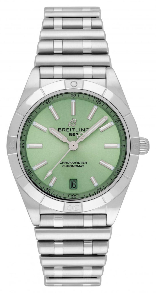 Breitling Chronomat Automatic 36 Green Dial Silver Steel Strap Watch for Women - A10380101L1A1 Buy Now By Breitling