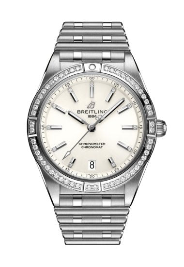 Breitling Chronomat Automatic 36 Diamonds White Dial Silver Steel Strap Watch for Women - A10380591A1A1 Buy Now By Breitling
