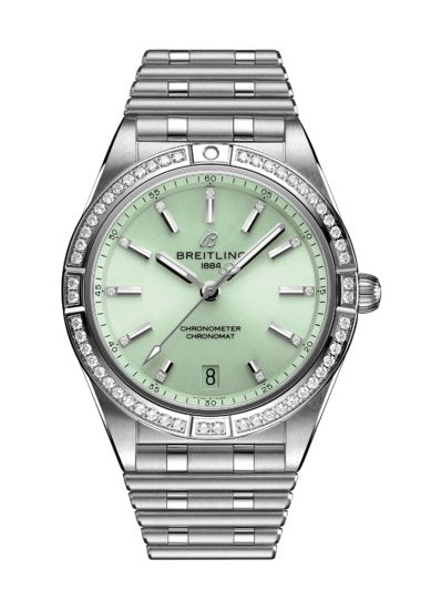 Breitling Chronomat Automatic 36 Diamonds Green Dial Two Tone Steel Strap Watch for Women - A10380591L1A1 Buy Now By Breitling