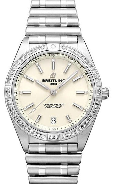 Breitling Chronomat Automatic 36 Diamonds White Dial Silver Steel Strap Watch for Women - A10380591A1A1 Buy Now By Breitling