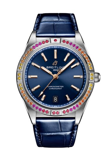Breitling Chronomat Automatic 36 South Sea Blue Dial Blue Leather Strap Watch for Women - A10380611C1P1 Buy Now By Breitling