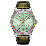 Breitling Chronomat Automatic 36 South Sea Green Dial Green Leather Strap Watch for Women - A10380611L1P1 Buy Now By Breitling