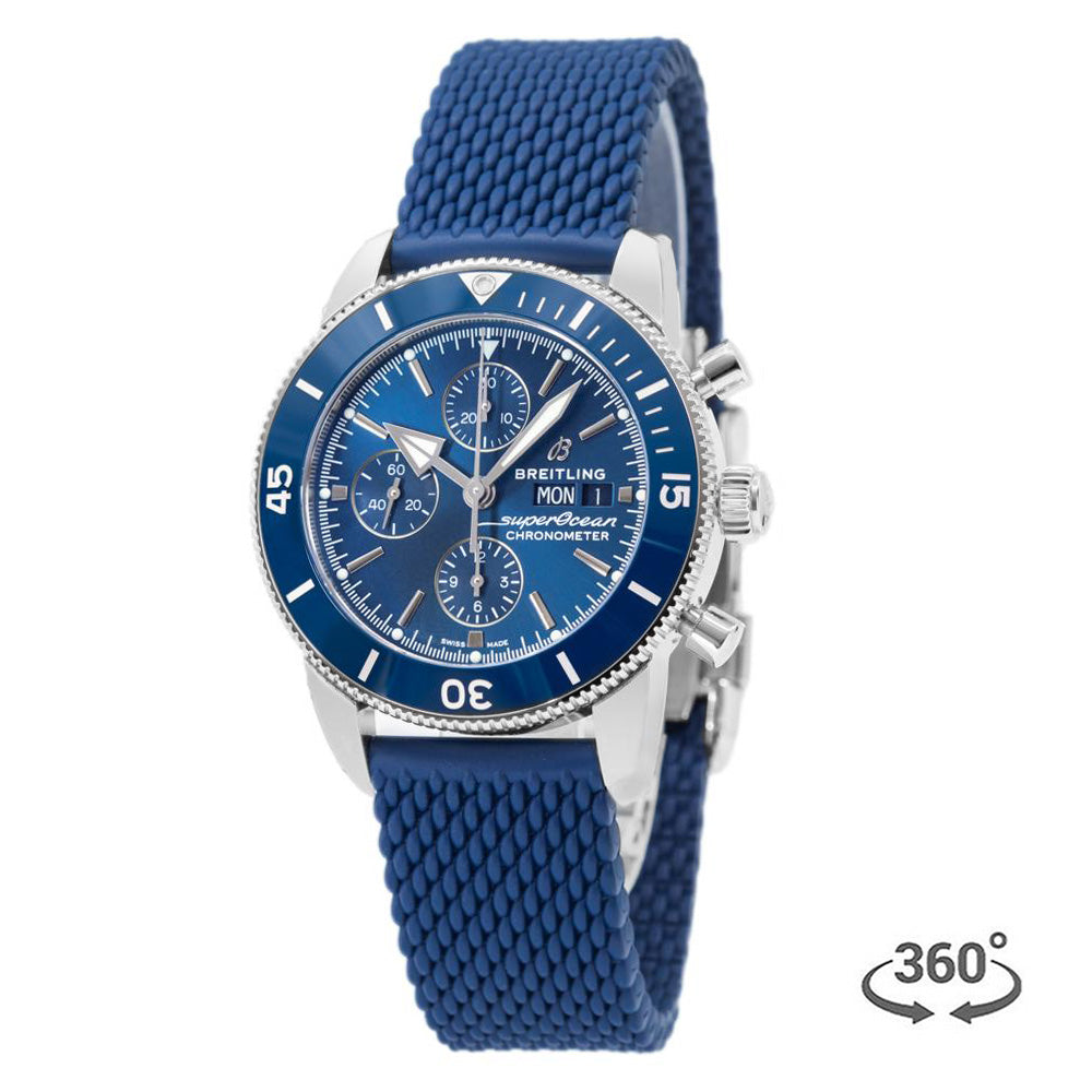 Breitling Superocean Heritage Chronograph 44 Blue Dial Blue Mesh Bracelet Watch for Men - A13313161C1S1 Buy Now By Breitling