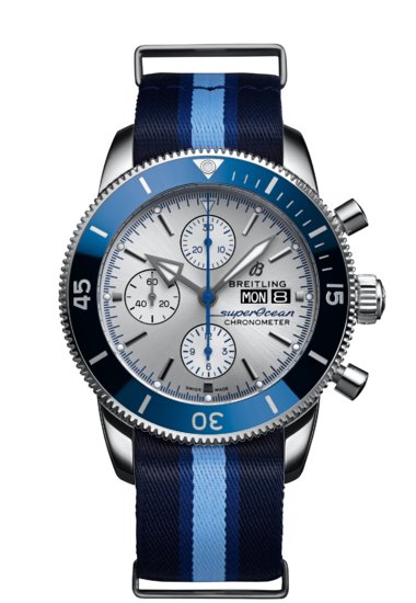 Breitling Superocean Heritage Chronograph 44 Ocean Conservancy Silver Dial Two Tone NATO Strap Watch for Men - A133131A1G1W1 Buy Now By Breitling
