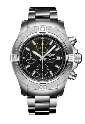 Breitling Avenger Chronograph 45mm Black Dial Silver Steel Strap Watch for Men - A13317101B1A1 Buy Now By Breitling