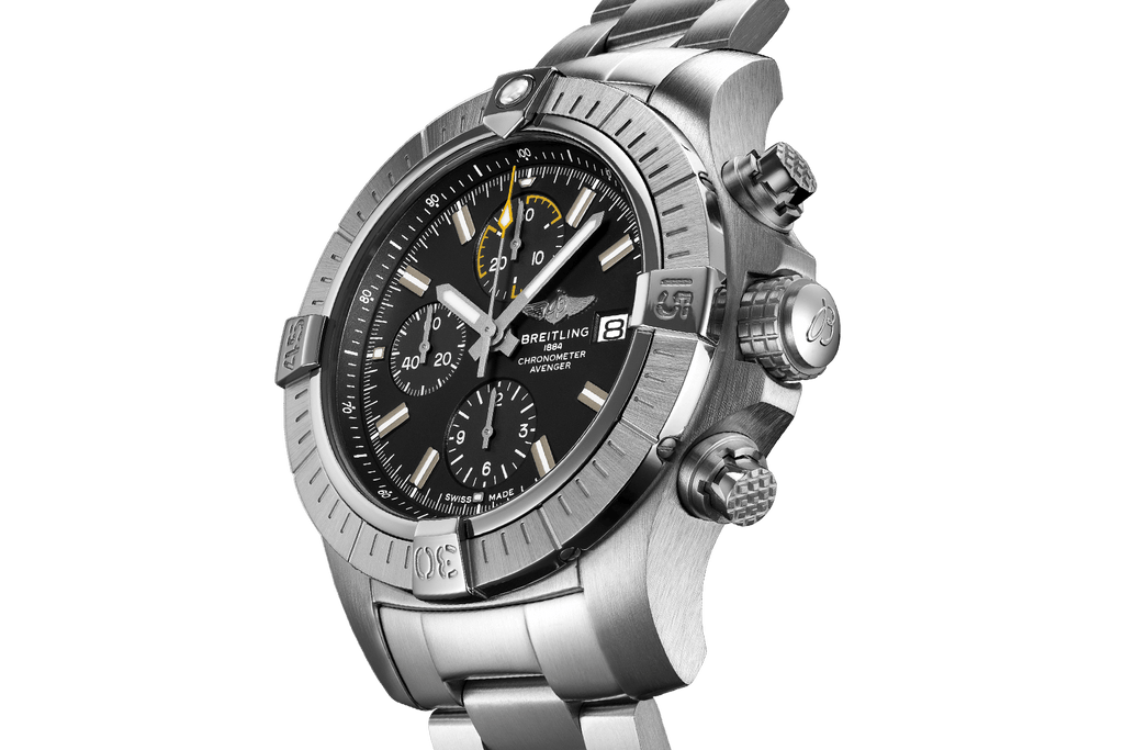 Breitling Avenger Chronograph 45mm Black Dial Silver Steel Strap Watch for Men - A13317101B1A1 Buy Now By Breitling