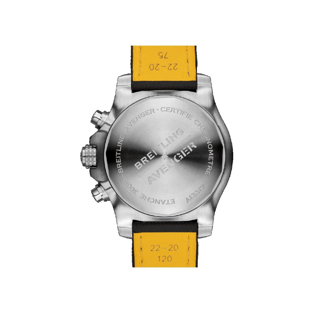 Breitling Avenger Chronograph 45mm Black Dial Black Leather Strap Watch for Men - A13317101B1X1 Buy Now By Breitling