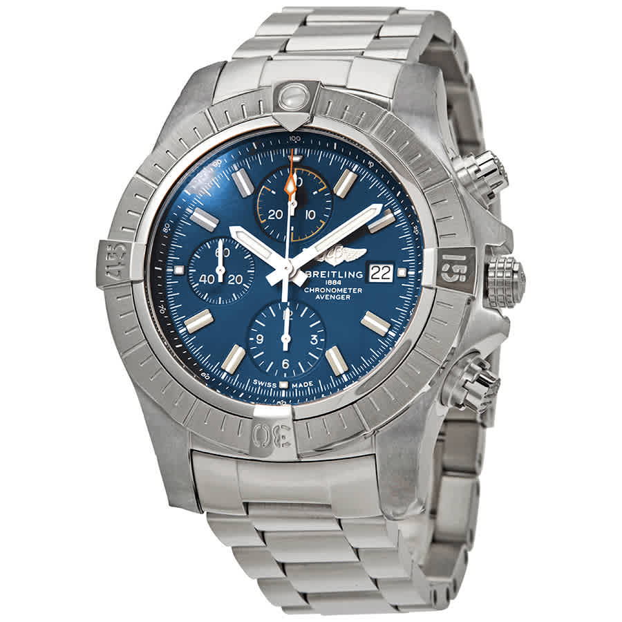 Breitling Avenger Chronograph 45mm Blue Dial Silver Steel Strap Watch for Men - A13317101C1A1 Buy Now By Breitling