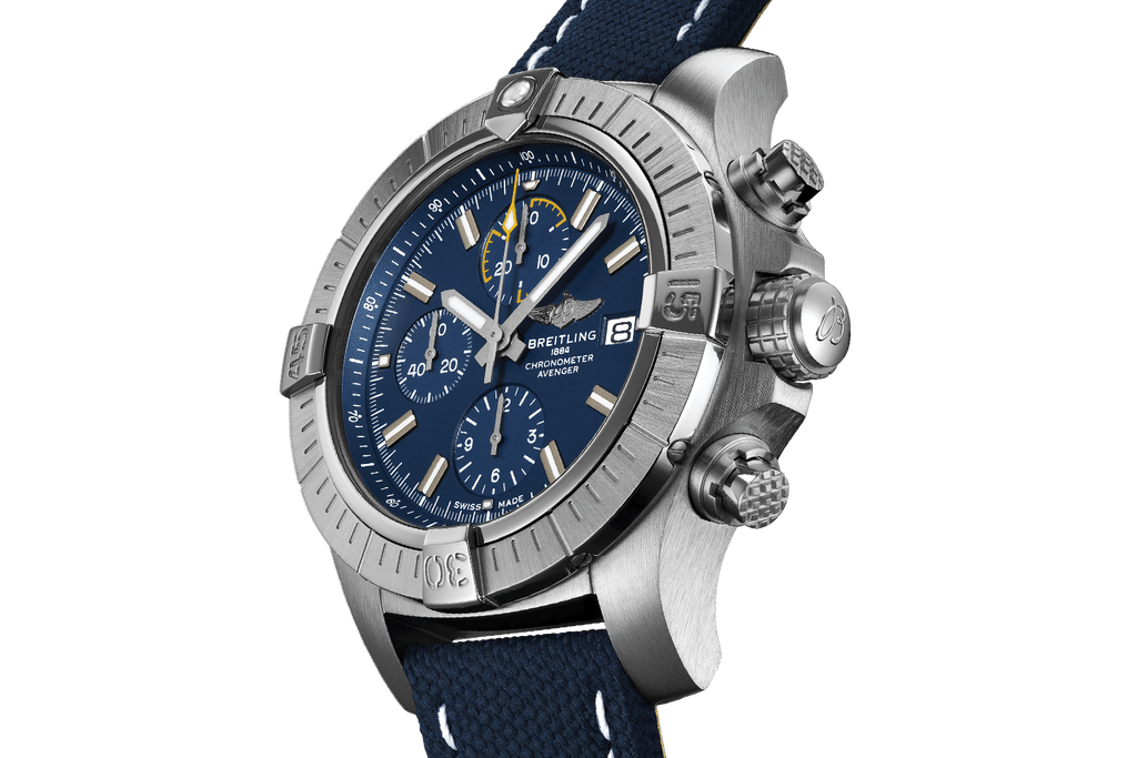 Breitling Avenger Chronograph 45mm Blue Dial Blue Calfskin Strap Watch for Men - A13317101C1X2 Buy Now By Breitling