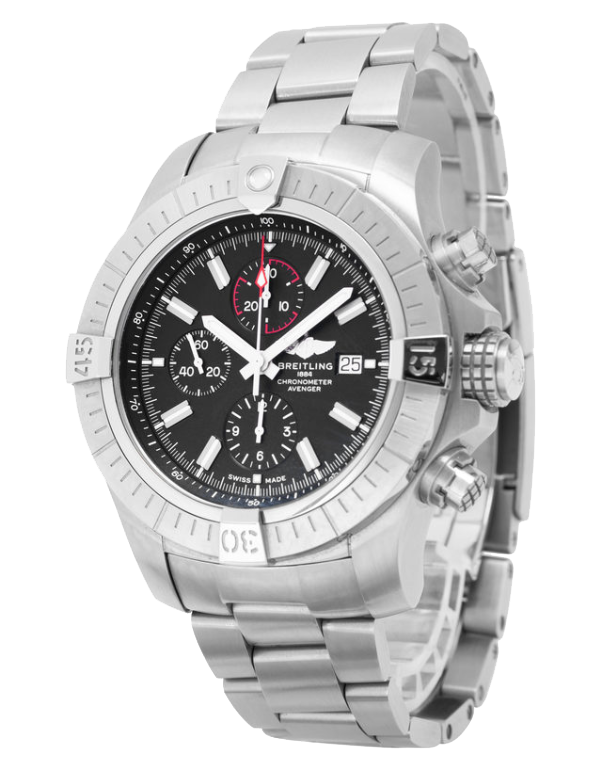 Breitling Super Avenger Chronograph 48 Black Dial Silver Steel Strap Watch for Men - A13375101B1A1 Buy Now By Breitling