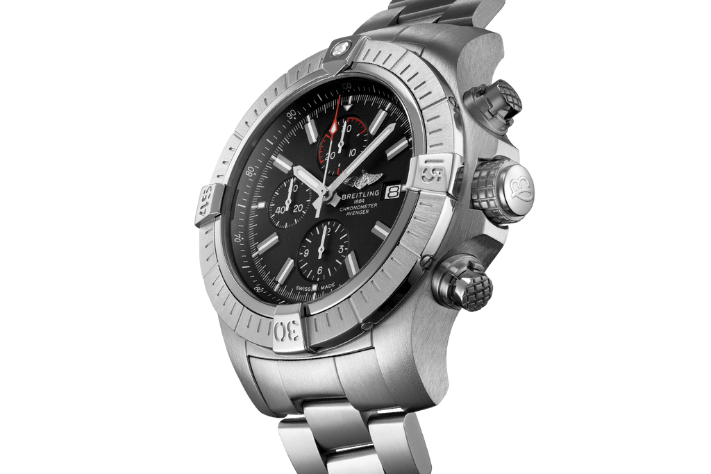 Breitling Super Avenger Chronograph 48 Black Dial Silver Steel Strap Watch for Men - A13375101B1A1 Buy Now By Breitling