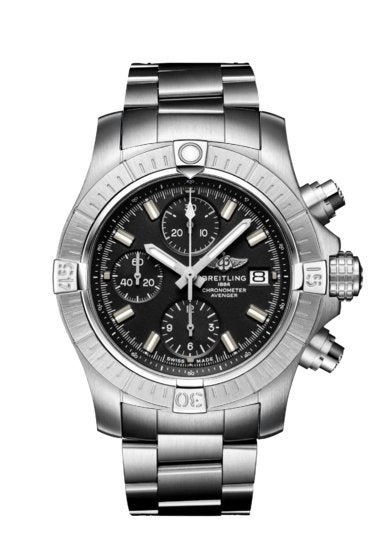 Breitling Avenger Chronograph 43 Black Dial Silver Steel Strap Watch for Men - A13385101B1A1 Buy Now By Breitling