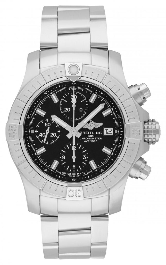 Breitling Avenger Chronograph 43 Black Dial Silver Steel Strap Watch for Men - A13385101B1A1 Buy Now By Breitling