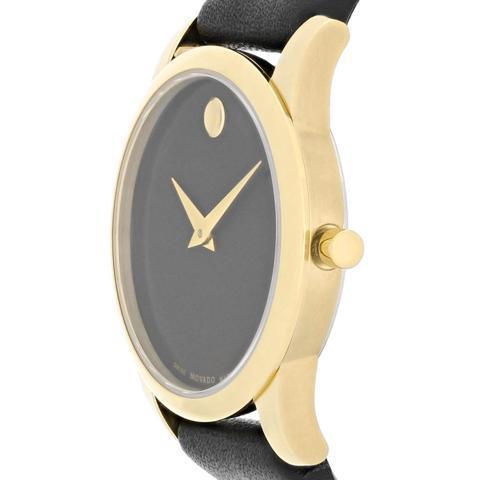 Movado Museum Classic Black Dial Black Leather Strap Watch For Women - 0606877 Buy Now By Movado
