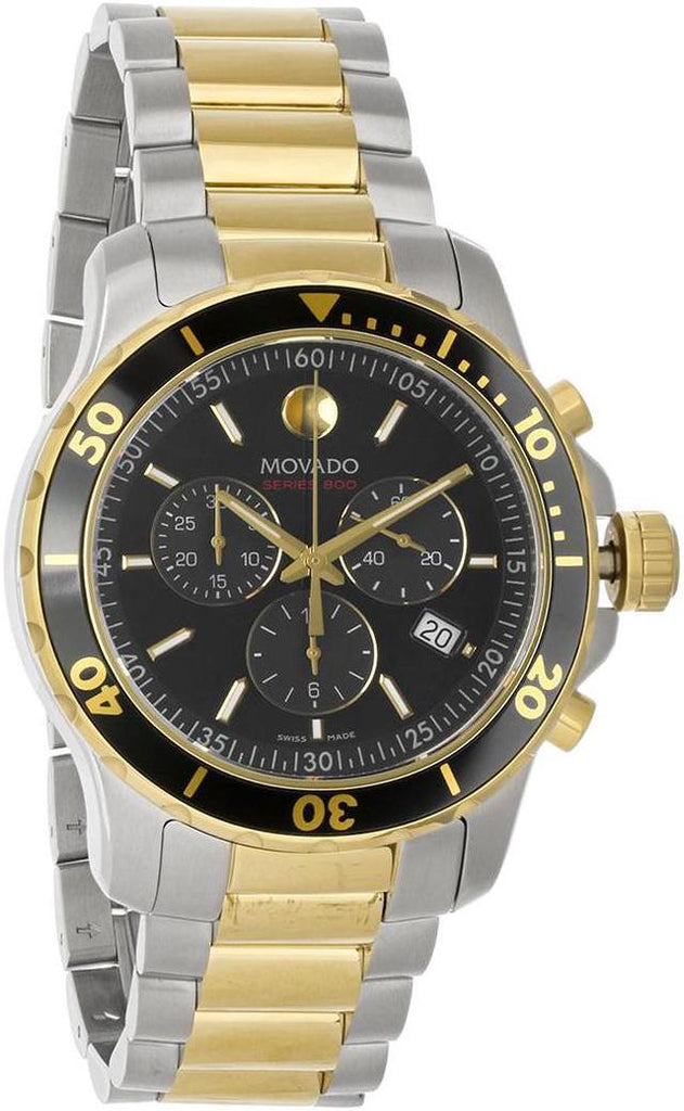 Movado Series 800 Chronograph Black Dial Two Tone Steel Strap Watch For Men - 2600146 Buy Now By Movado