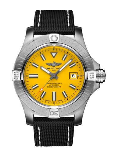 Breitling Avenger Automatic 45mm Seawolf Yellow Dial Black Nylon Strap Watch for Men - A17319101/1X2 Buy Now By Breitling