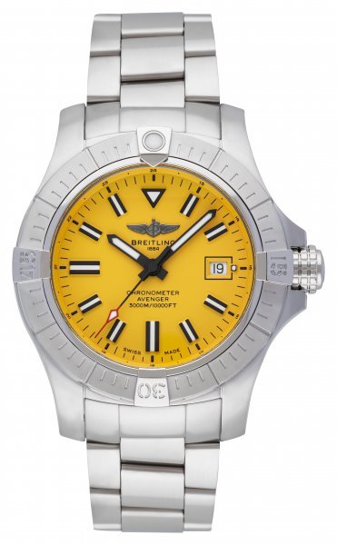 Breitling Avenger Automatic 45mm Seawolf Yellow Dial Silver Steel Strap Strap Watch for Men - A17319101/1A1 Buy Now By Breitling
